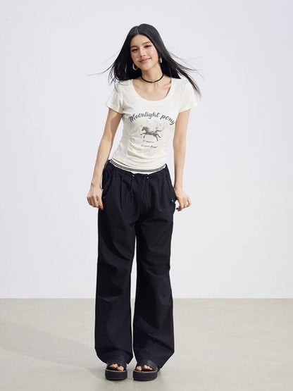 Layered Contrast Cargo Pants