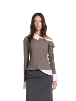 Layered Cable Knit Button Top
