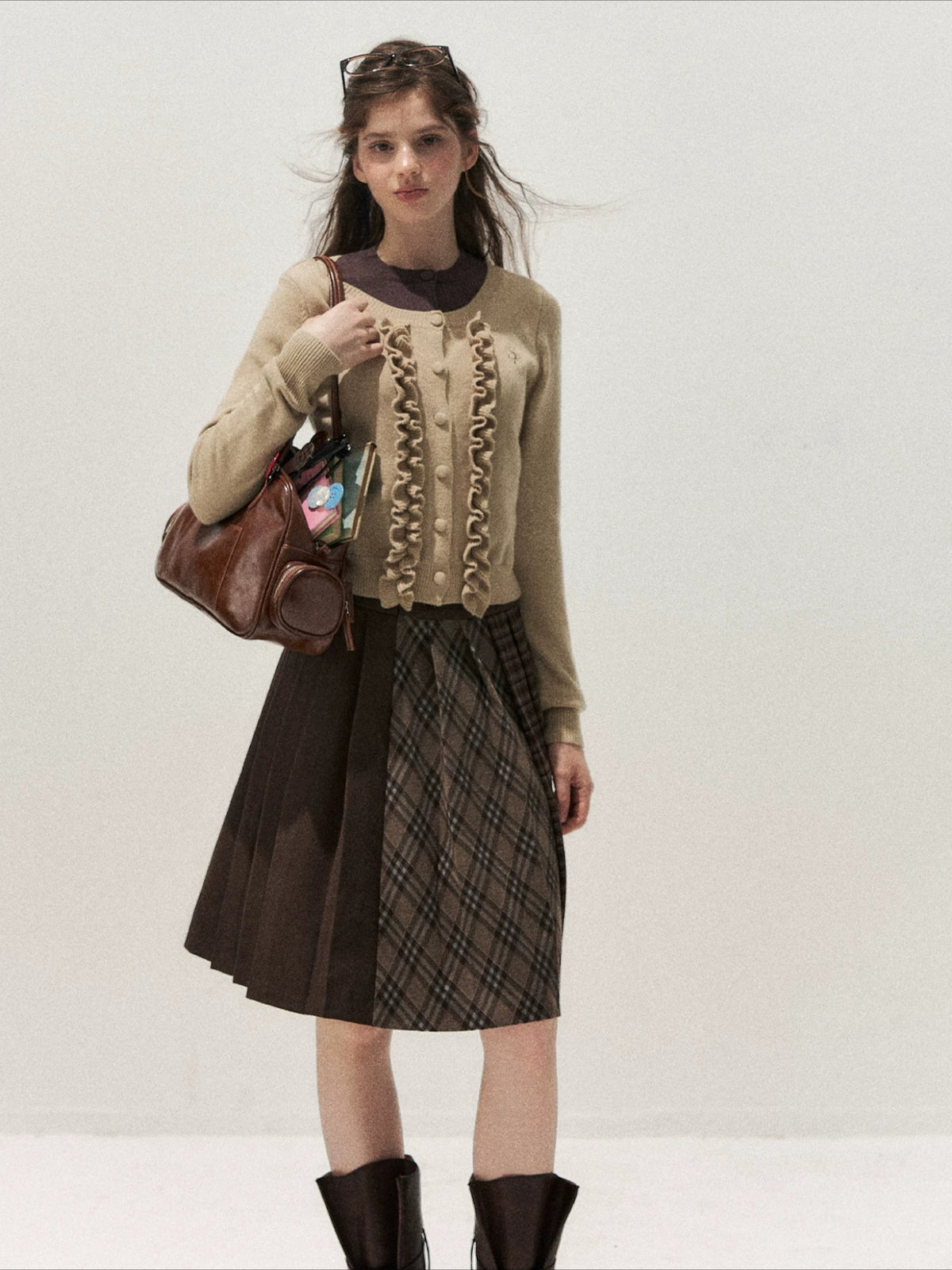 Ruffle Trim Vintage Knit Sweater