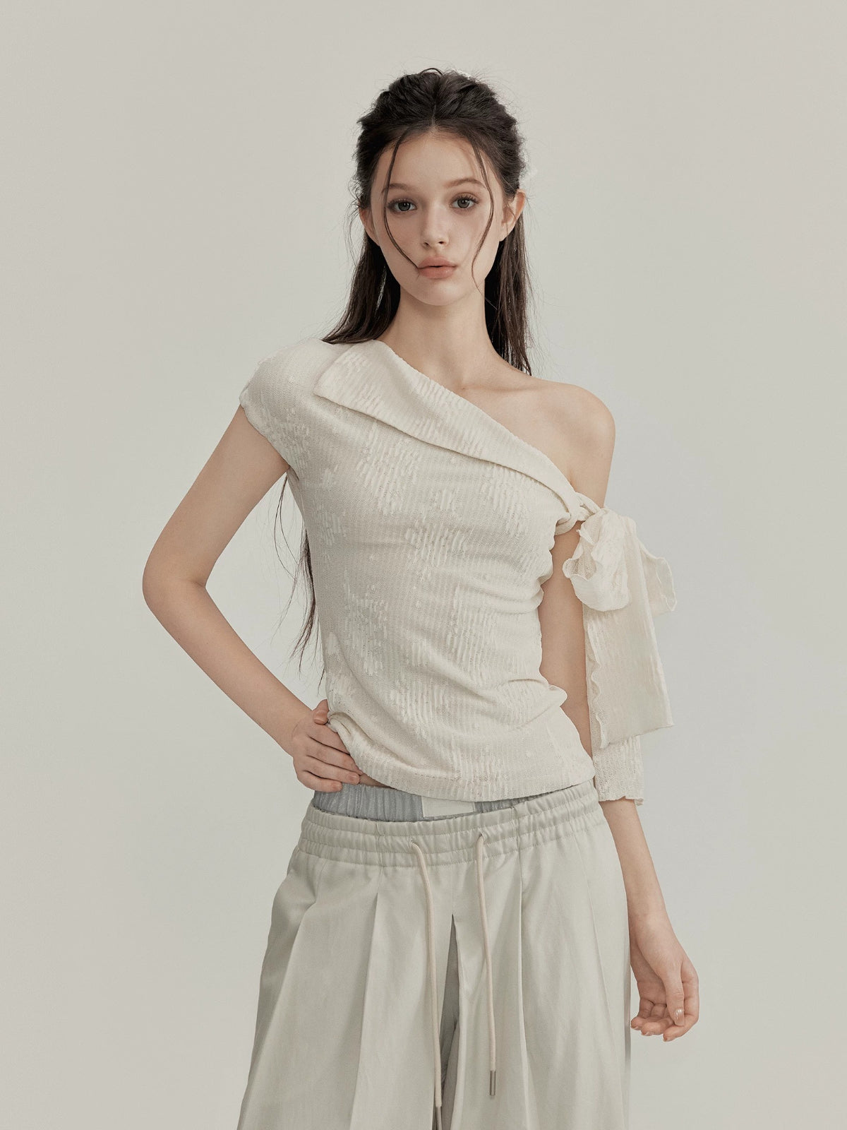 Lace Tie Shoulder Top