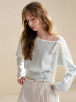 Mint Green Lace Tie Knit Pullover