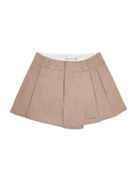 Pleated A-line Khaki Shorts