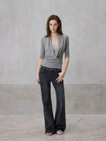 Silver Sequin Draped Top