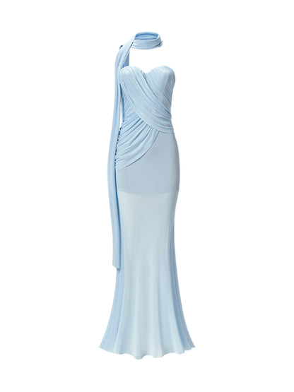 Ruched Design Asymmetrical Mermaid Dress