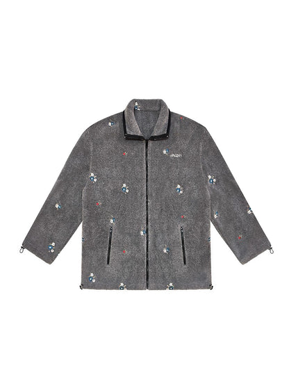 Floral Embroidered Fleece Jacket