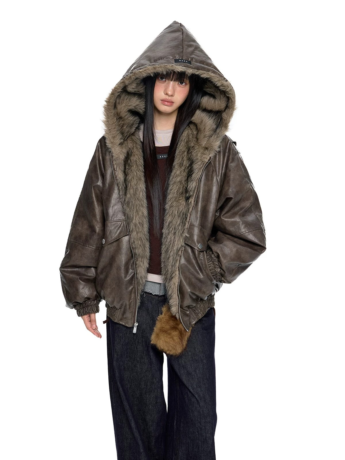Fur Hood Pocket Puffer Jacket
