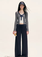 Textured Stripe V-neck Cardigan