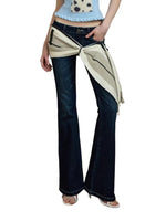 Blue Lace-Up Flare Jeans