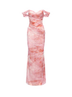 One-shoulder Pleated and Gradient-dyed Dress