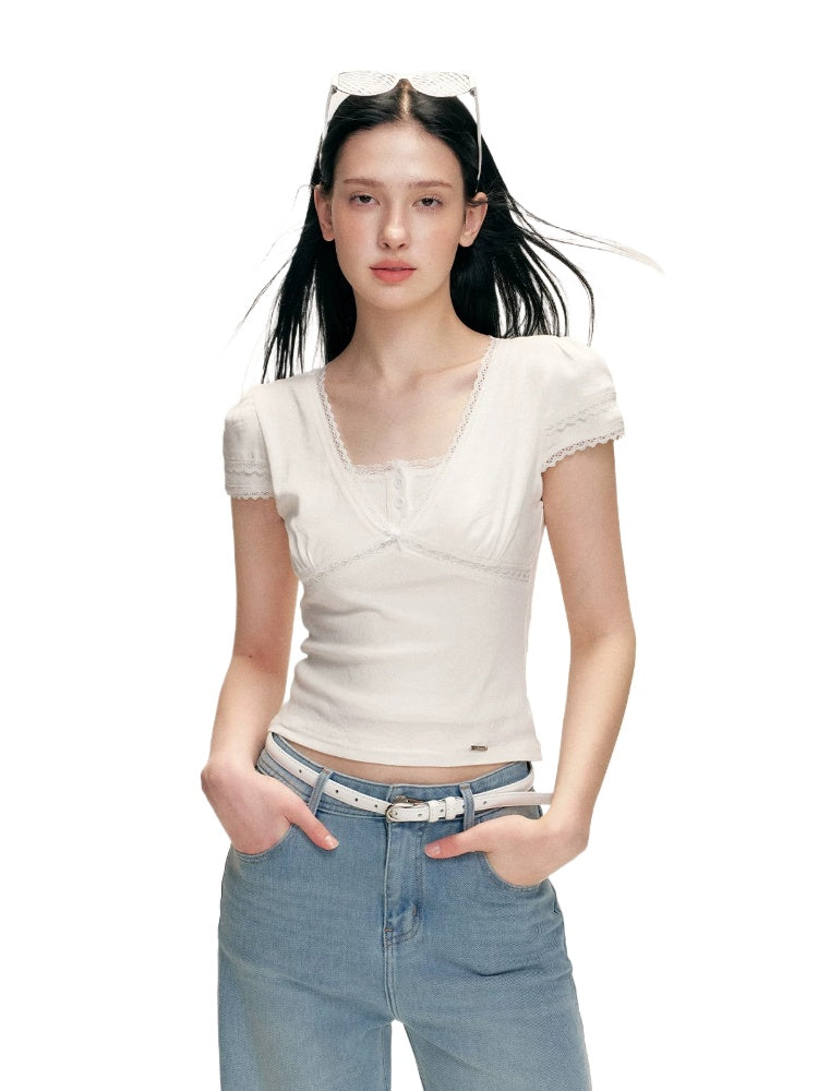 Lace V Neck Tee