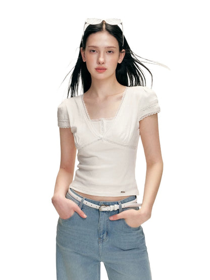 Lace V Neck Tee
