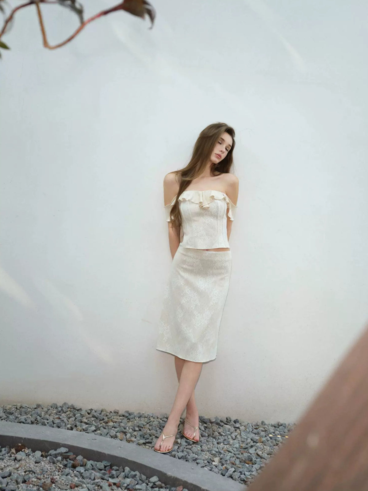 Lace Ruffle Two Piece Set