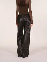Paneled Faux Leather Wide-Leg Pants