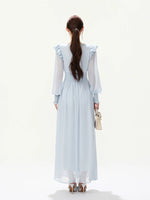 French Ruffle Chiffon Lantern Sleeve Dress
