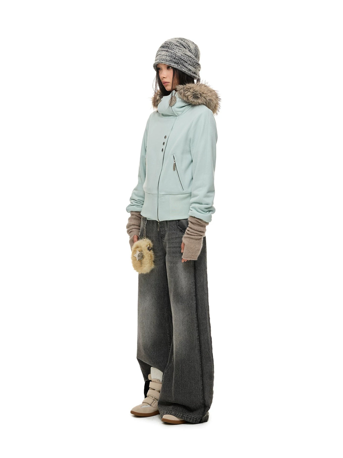 Hooded Cropped Fur Trim Jacket