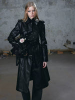 Asymmetric Knight Leather Trench Coat