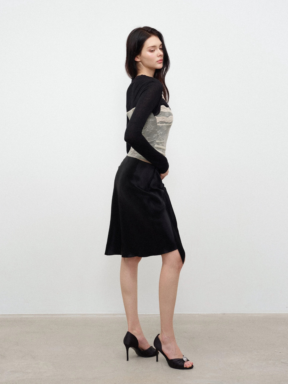 Lace Color Block Long Sleeve