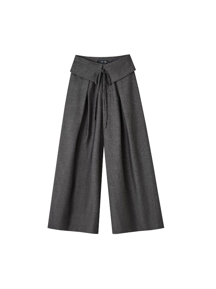 Gray Draped Flip-Waist Trousers