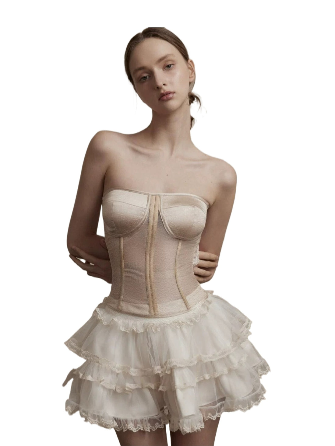Apricot Corset Top &amp; Skirt Set