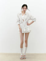 Waist-Cinched Layered Sunshade Short Shirt