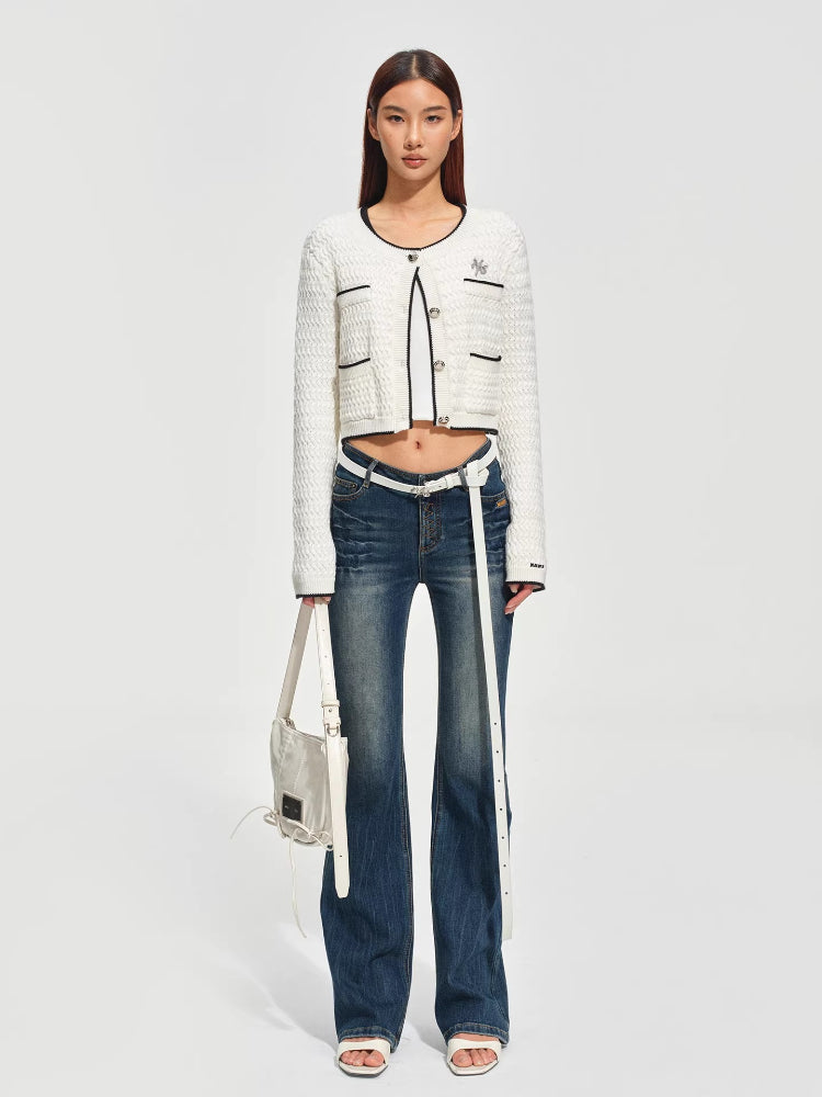 +5CM N5 Wave Washed Straight Jeans