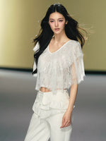 V-Neck Lace Cape Top