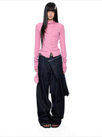 Slim Pleated Long Sleeve Top