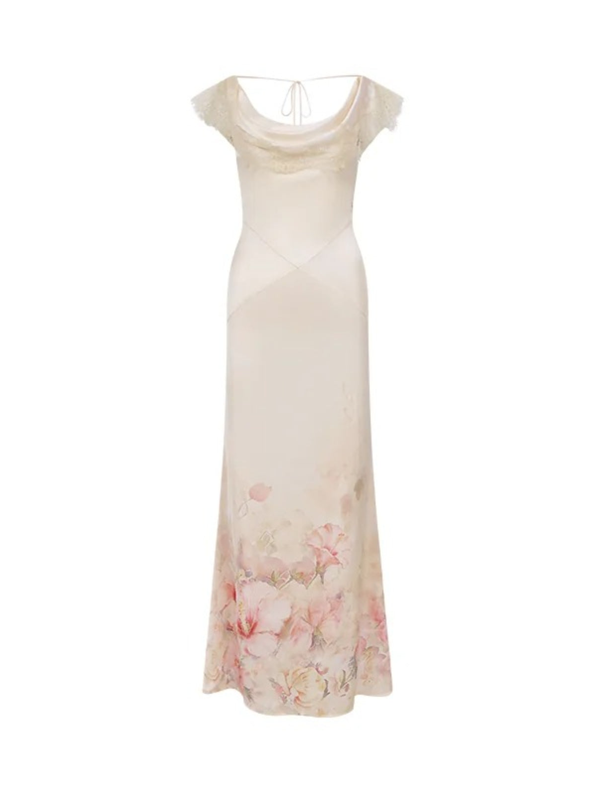 Floral Print Satin Mermaid Dress