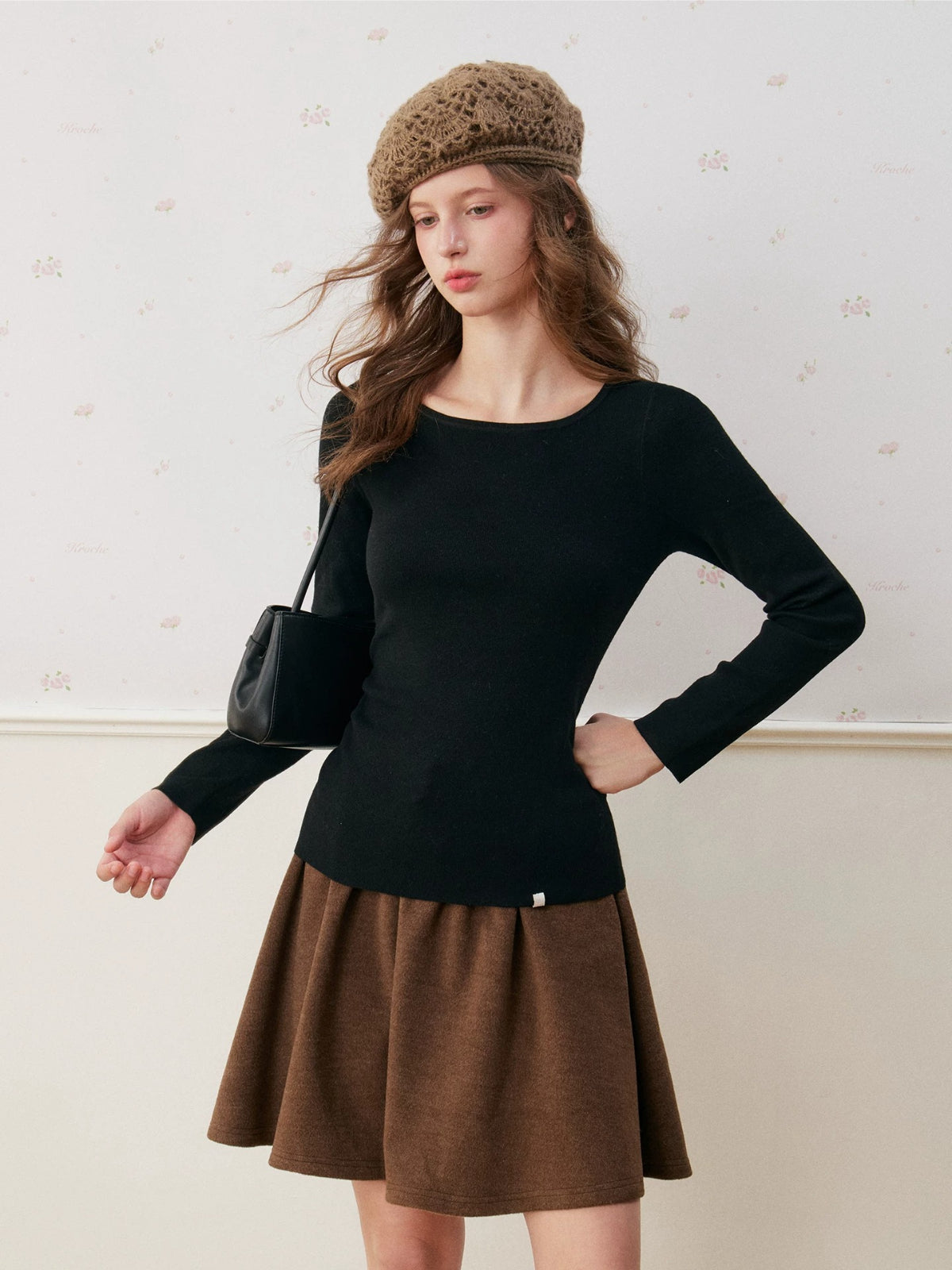 Wool Blend Plaid Waist Skirt