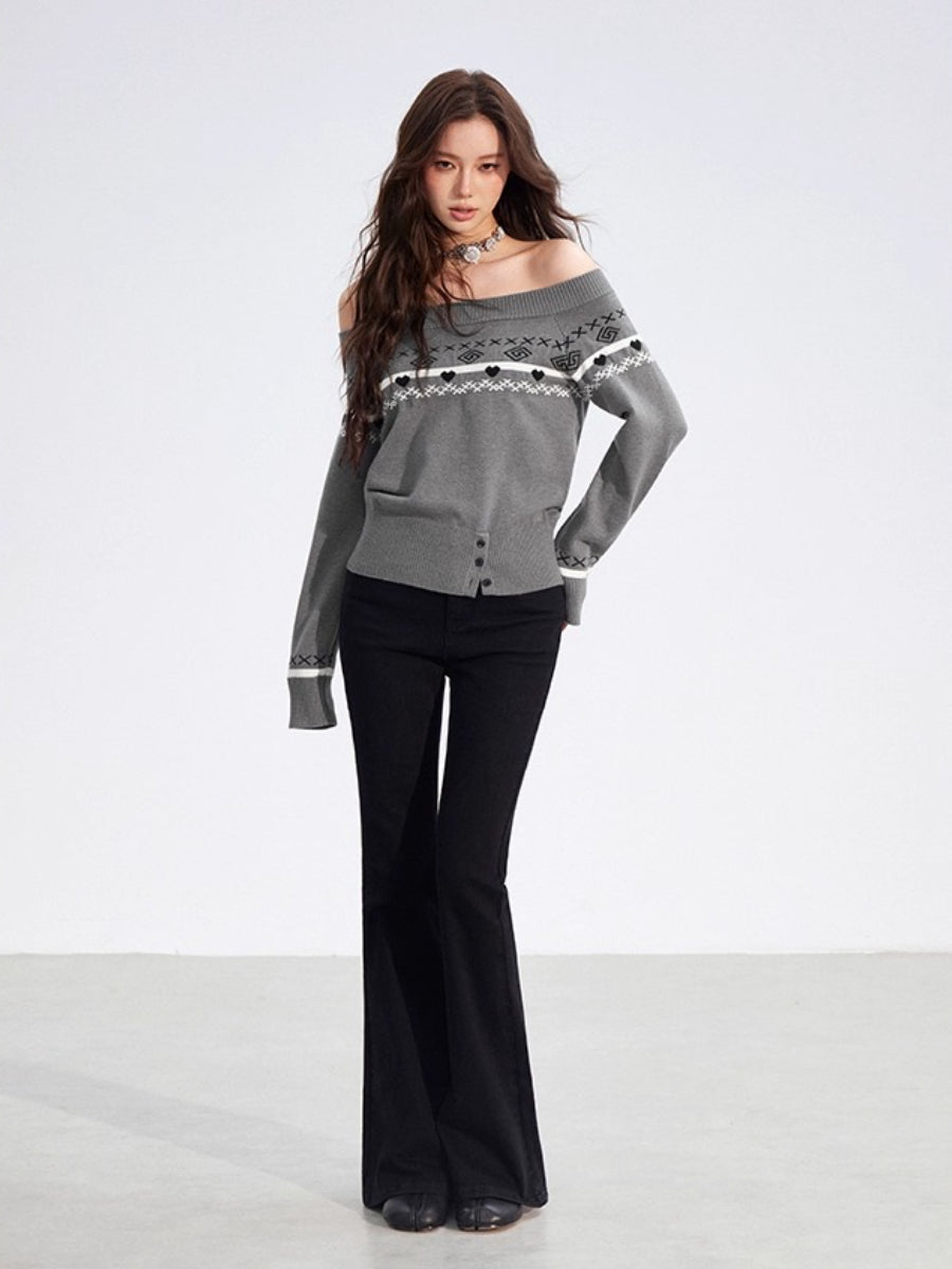 Embroidered Flared Slim-Fit Jeans
