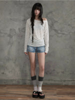 Washed Denim Shorts