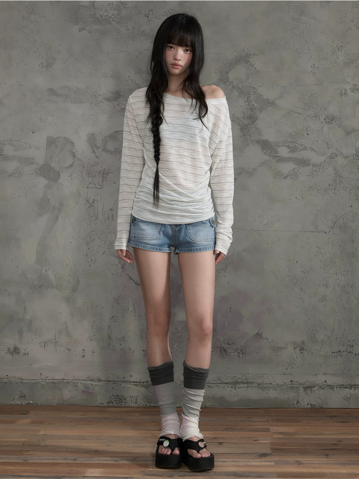 Washed Denim Shorts