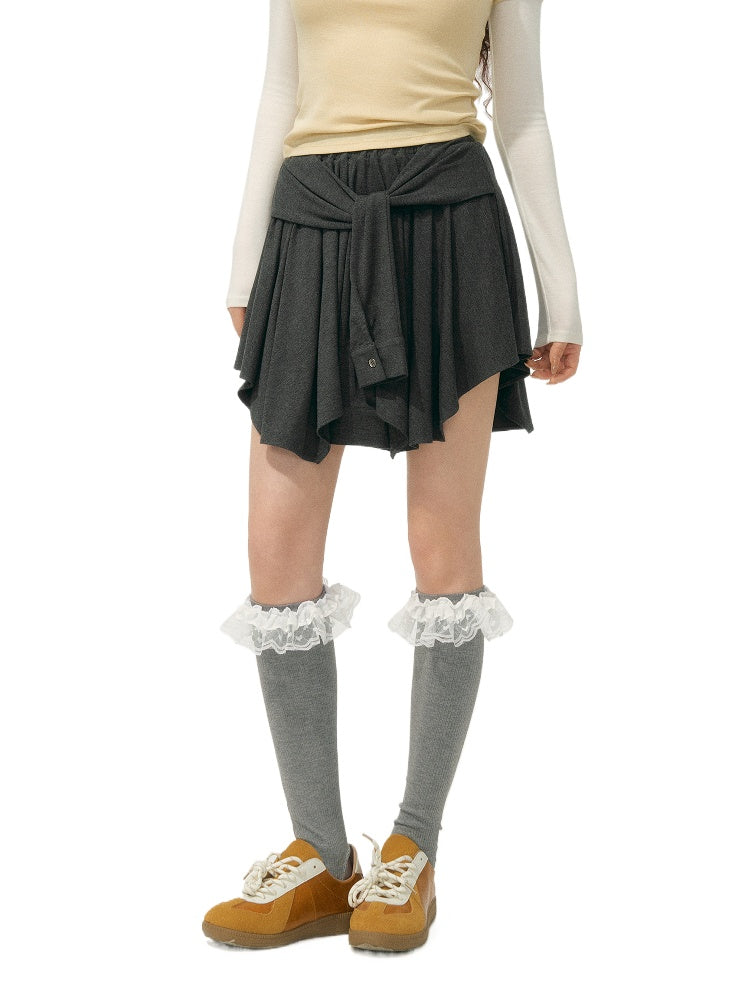 Asymmetric Tie Waist Skirt