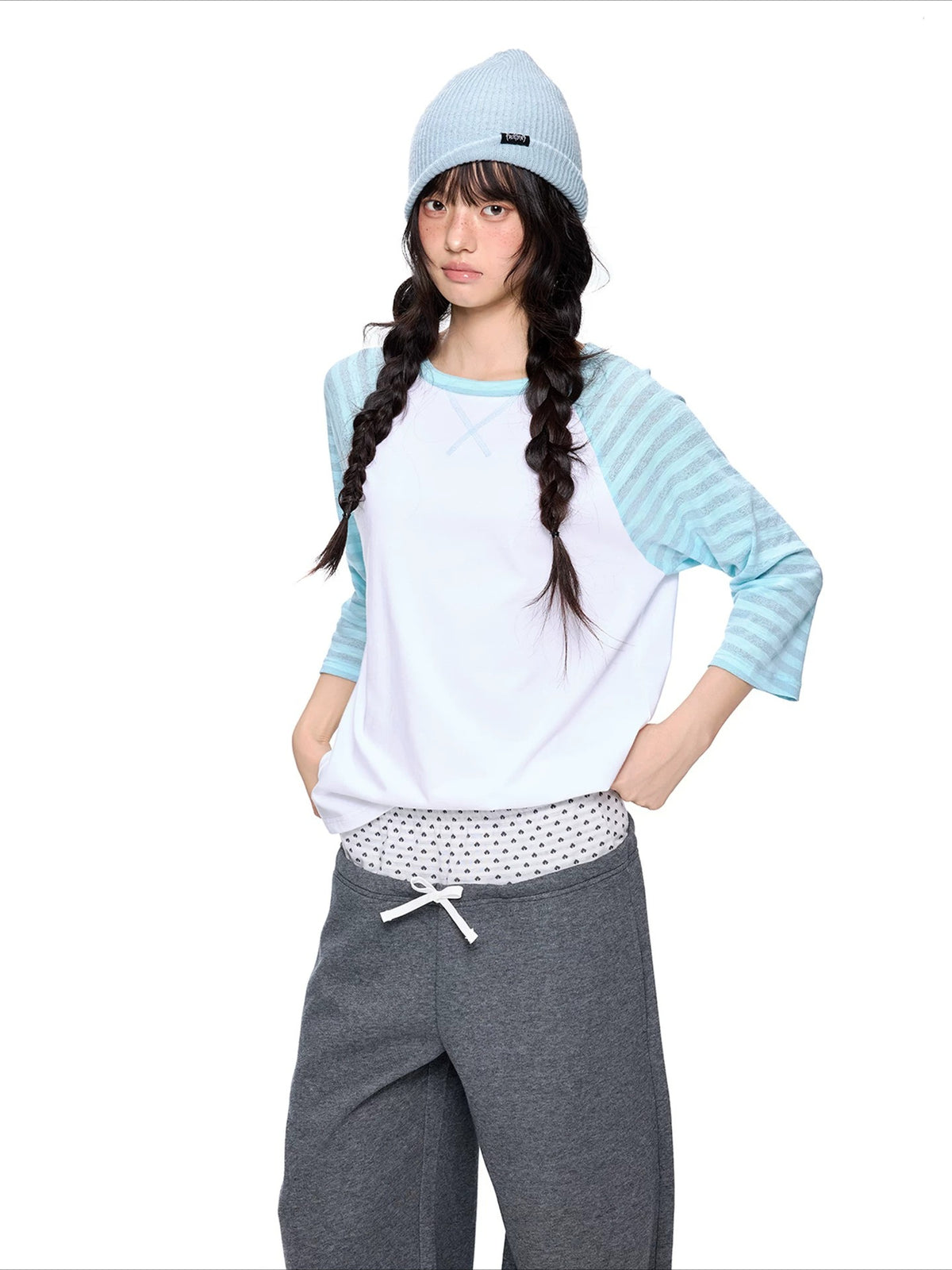 Contrast Stripe Dot Tee