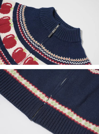 Fair Isle Zip Knit Cardigan