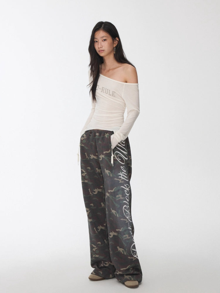 Garter Rhinestone Ruched Knit Top