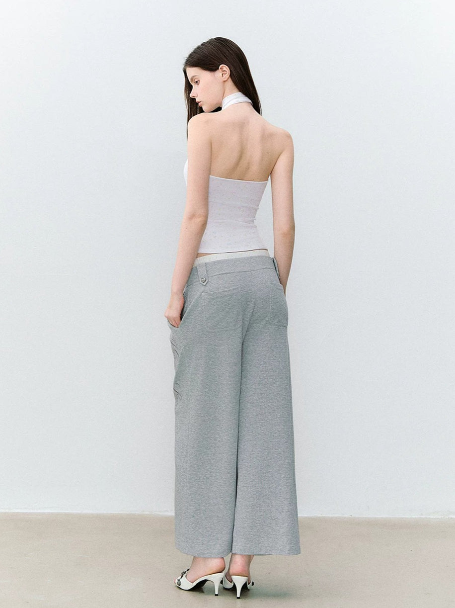 Contrast-Letter Bow-Tie Halter Top