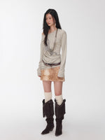 Vintage Deer Print Faux Fur Skirt