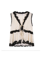 Lace Trim Polka Dot Vest