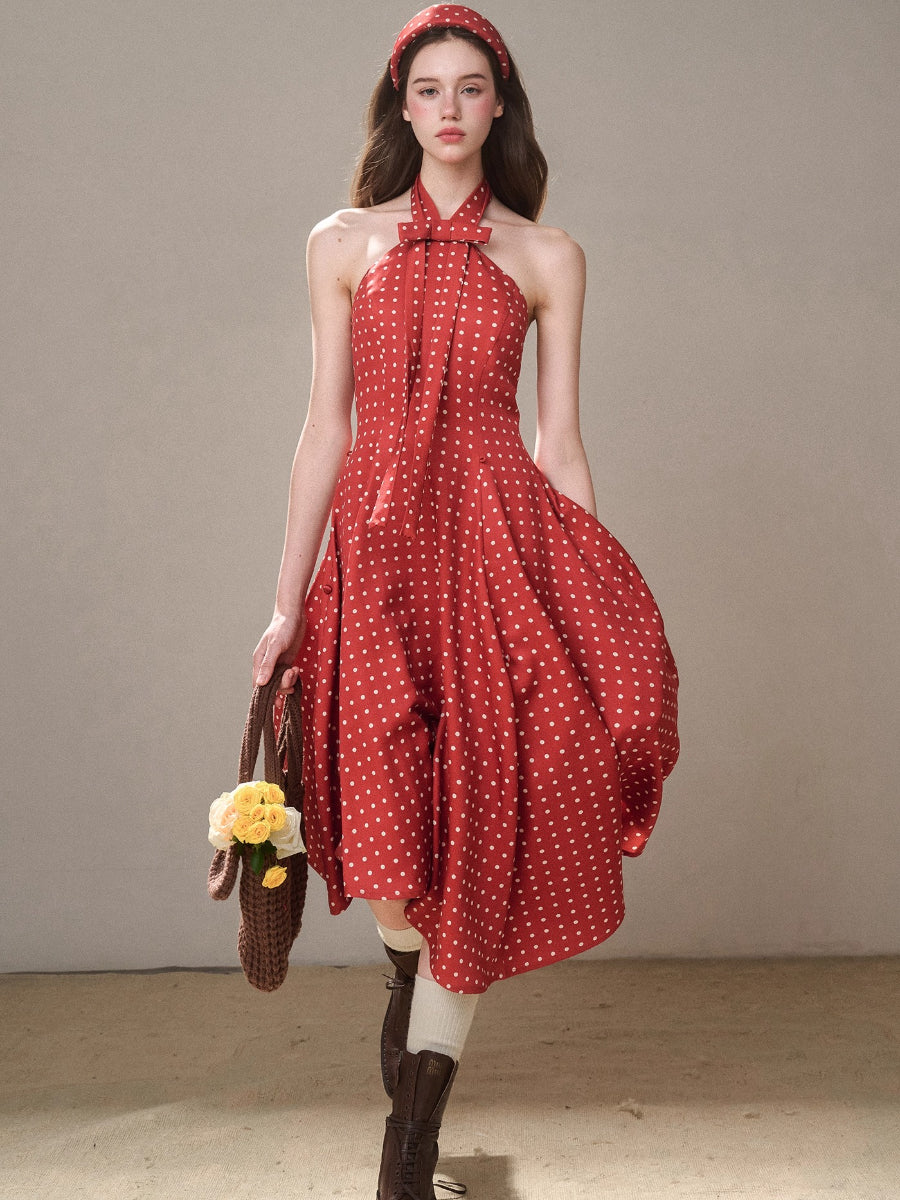 Berry Bordeaux Red Halter Dress