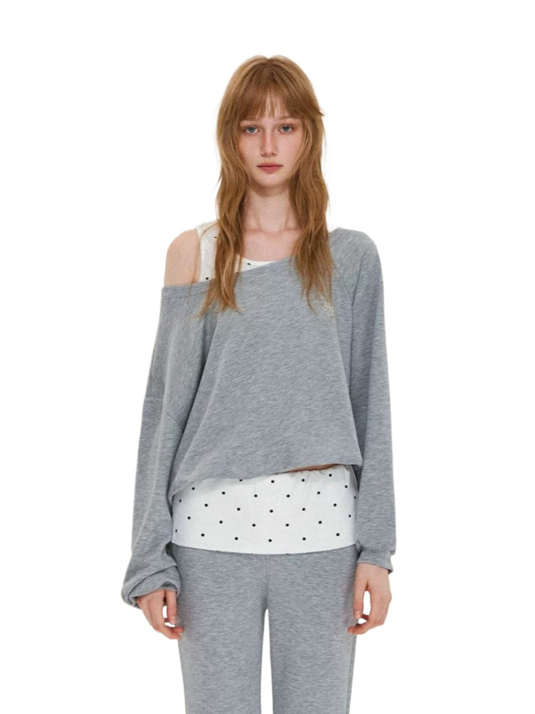 Polka Dot Layered Sweatshirt Set