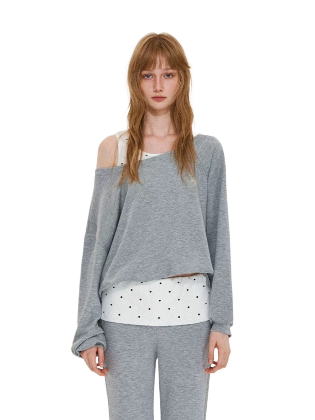 Polka Dot Layered Sweatshirt Set