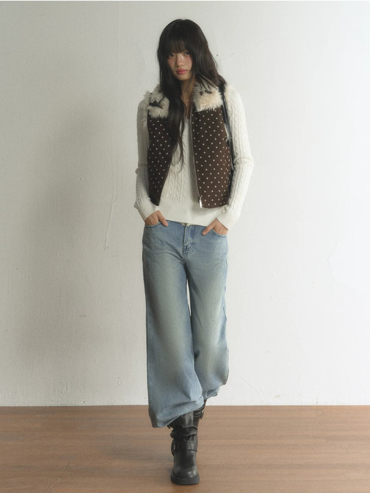 Reversible Polka Dot Fleece Vest