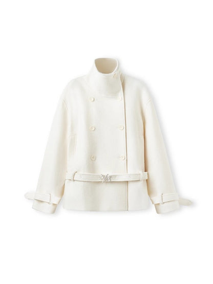 &quot;Djembe Series&quot; 90% Wool Bouclé Layered-Collar Wool Jacket