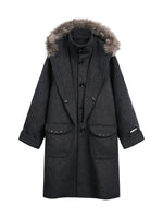 Hooded Wool Blend Long Coat