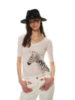 Zebra V-Neck Knit Tee