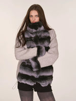 Gradient Faux Fur Wool Coat