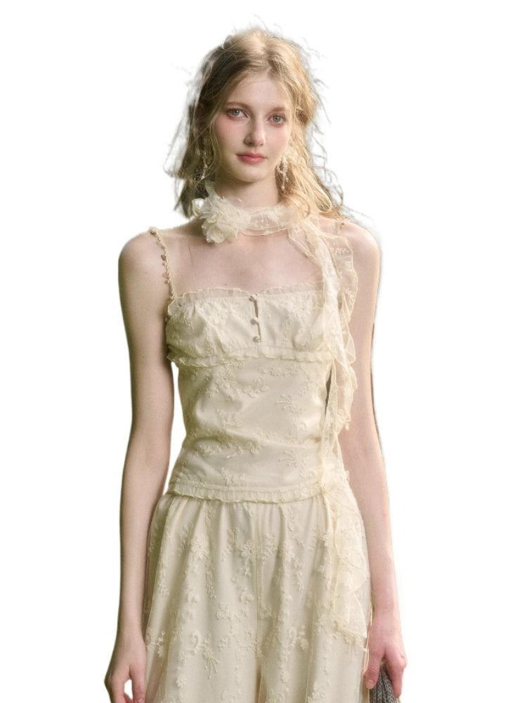 Lace Embroidery Camisole &amp; Pants Set