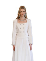 Mirage Vintage Lace-Collar Blazer & Flared Skirt Set