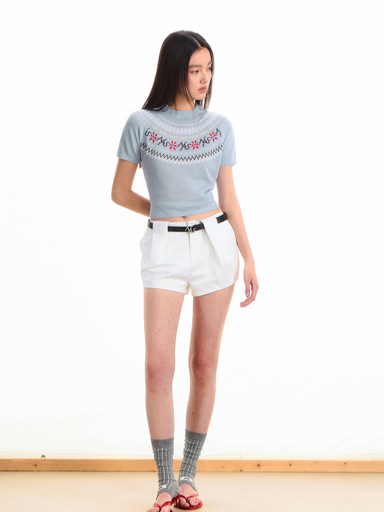 Fair Isle Jacquard Knit T-shirt